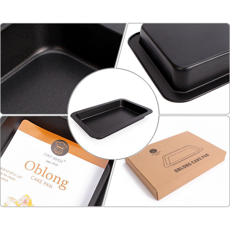 chefmade 11inch oblong cake pan wk9707s / black bake tray / loyang kue