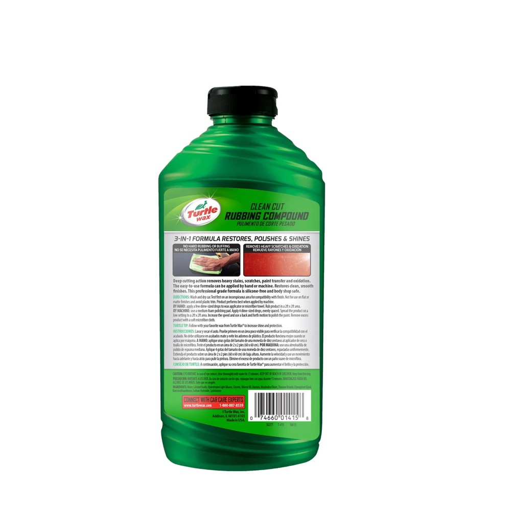 Turtle Wax Clean Cut Rubbing Compound 532ml - Liquid / Atasi Oksidasi Ringan Goresan Halus Acid Rain