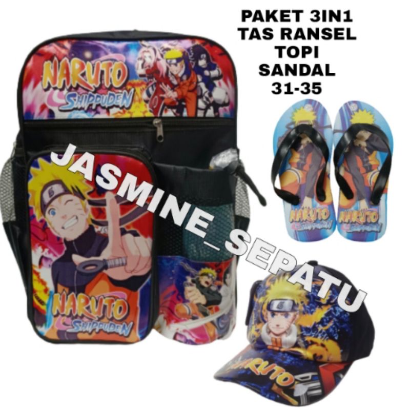 TAS NARUTO Tas Ransel Punggung Sekolah Anak Paud Playgroup TK SD Gambar Anime Naruto Boruto Cowok