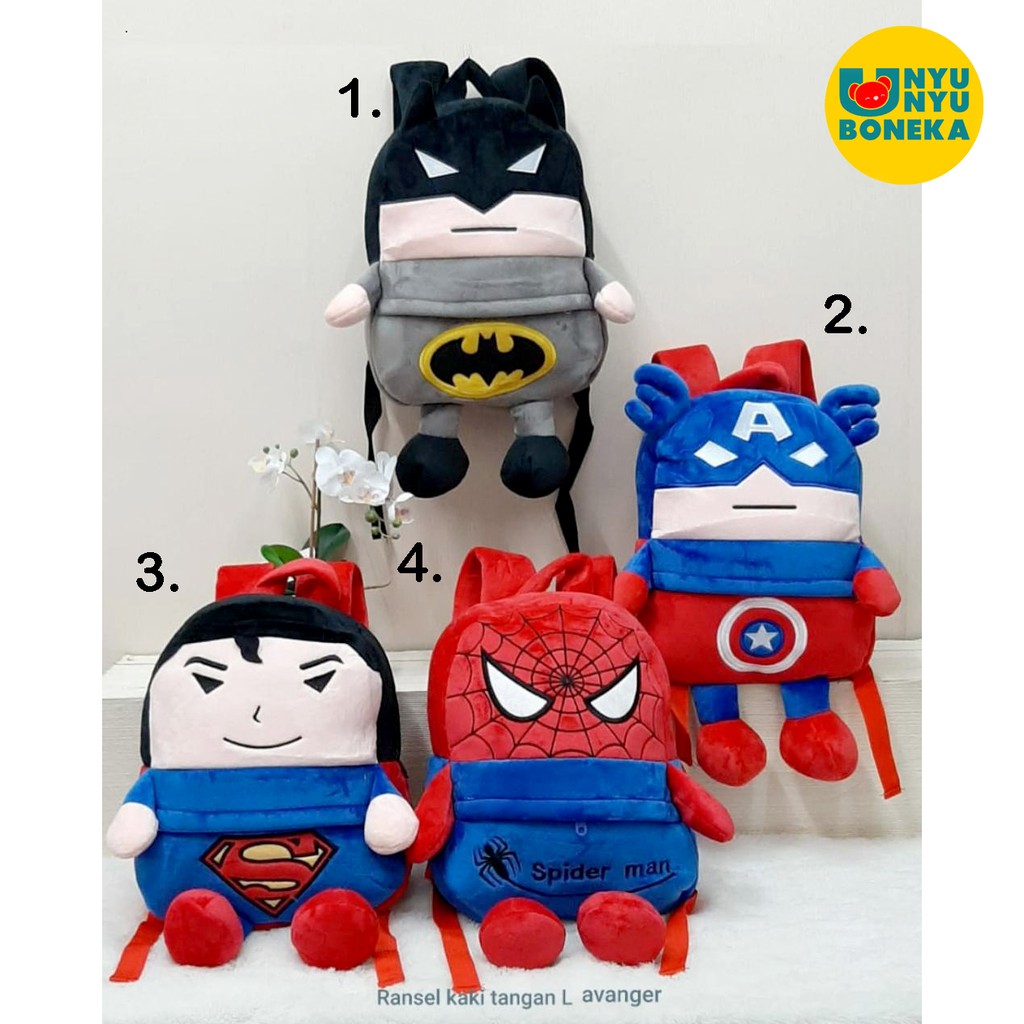 Tas Ransel Kaki Tangan M Avanger Batman Ironman Superman Spiderman Baby Boy Paud TK Impor