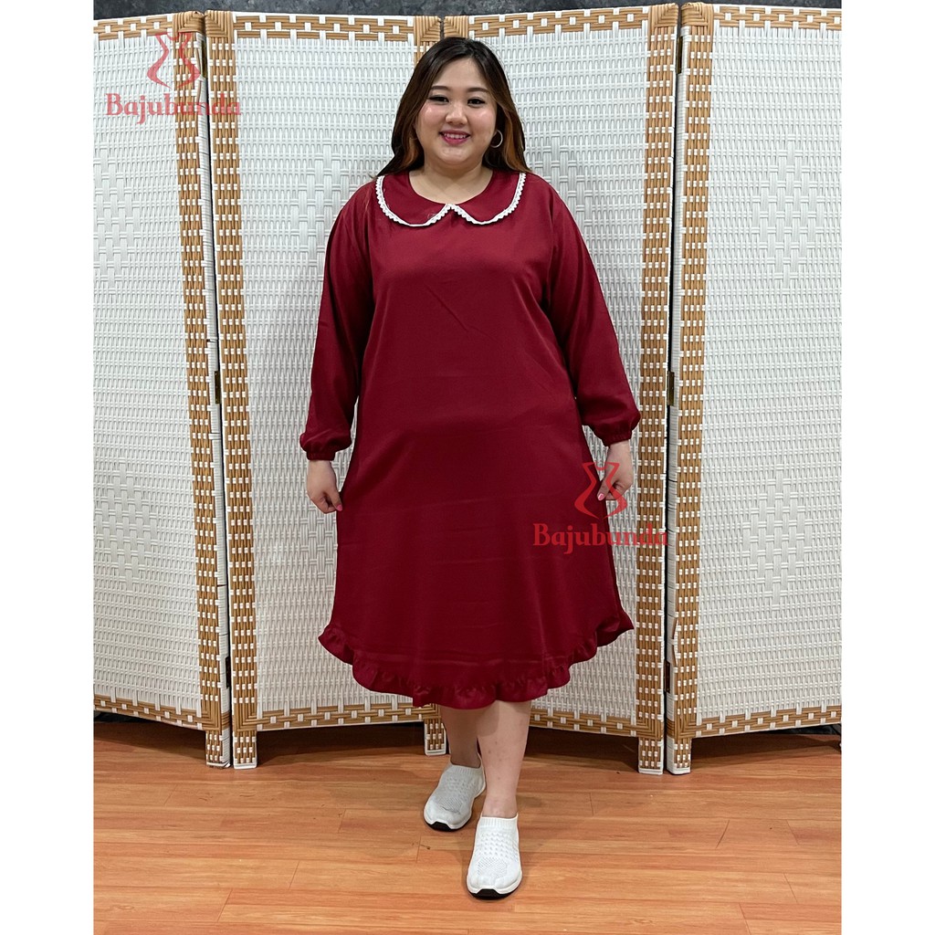 LD 120 Tunik Jumbo Big Size Polos Kerah Renda IVANA