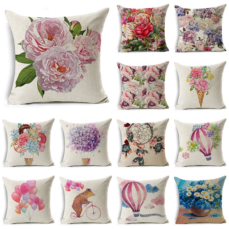 Sarung Bantal Sofa Bahan Linen Gambar Lukisan Cat Minyak Sarung Bantal Sofa Bahan Linen Gambar Lukisan Cat Minyak