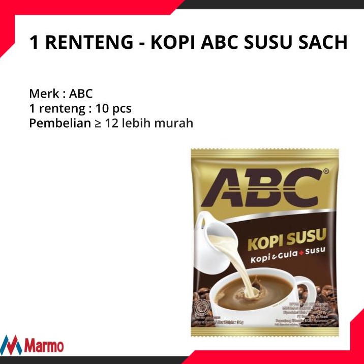 

KOPI ABC SUSU 31g x 10pcs - 1 Renteng / Renceng