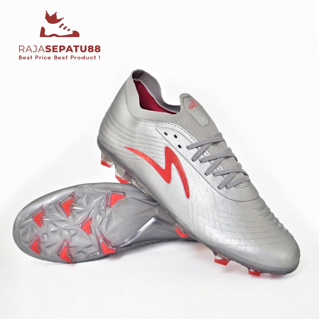 Sepatu Bola Specs Accelerator Lightspeed II FG - Silver/Fiery Coral (39 ONLY)