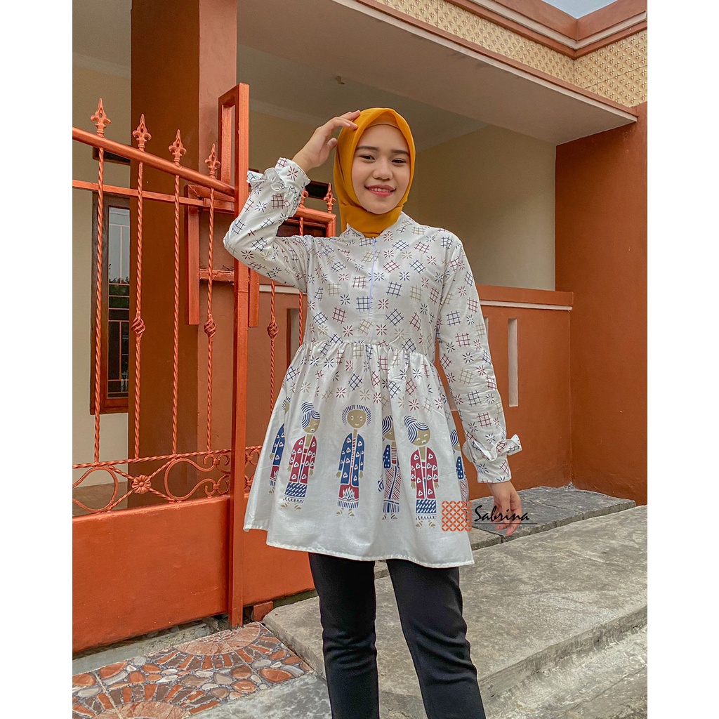 Lukita Blouse Atasan Batik Kerja Kantor Wanita Cewek Modis Kekinian Modern Busui Friendly