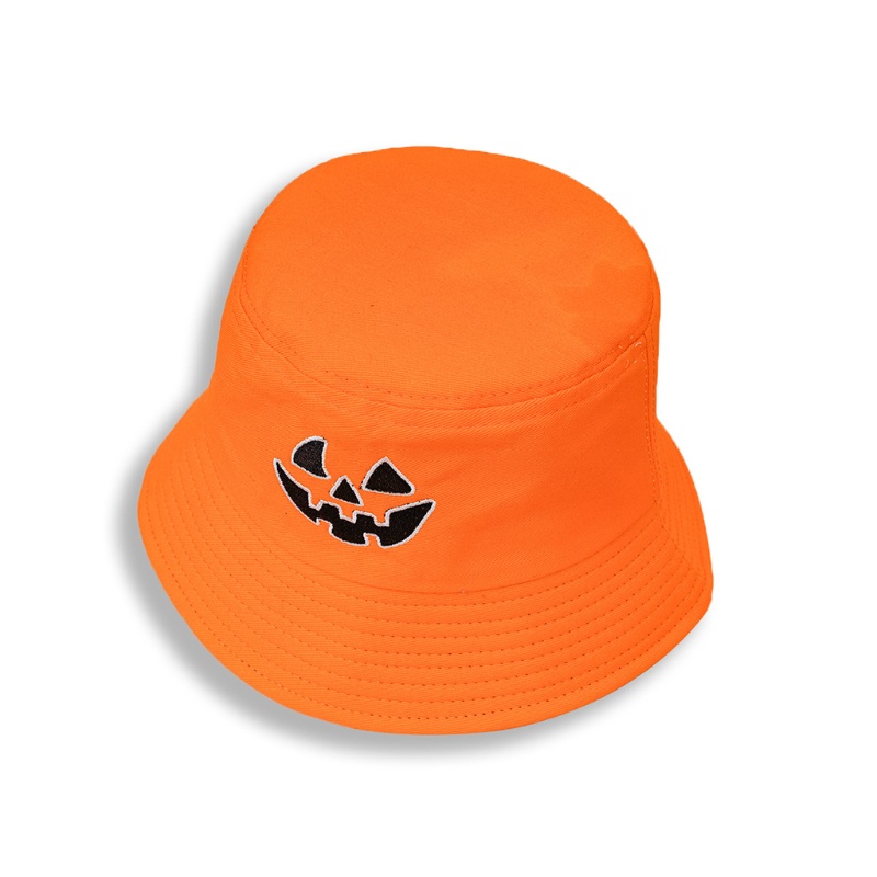 Topi Bucket Model Lebar Motif Kartun Labu Halloween Ukuran 56-58cm Untuk Travel