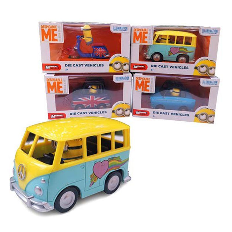 Despicable Me Minions Vehicle Alloy Car Volkswagen Bus Motorcycle Model Gifts