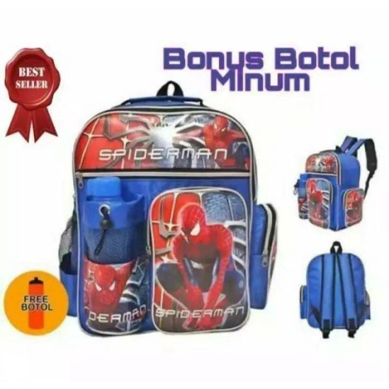 Tas ransel anak karakter tayo batman spiderman free botol minuman tas anak laki laki