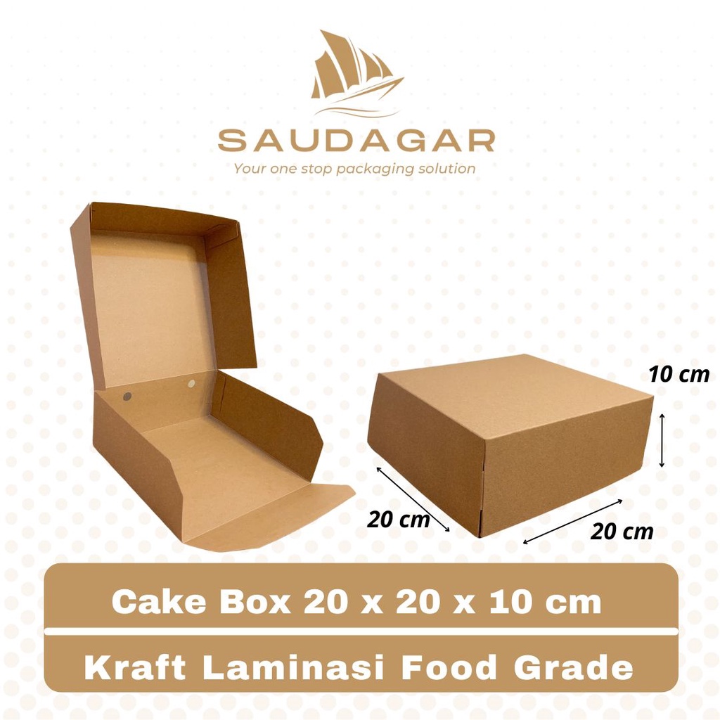 Cake box kraft laminasi / kotak kue bolu / tart / ulang tahun 20x20x10 cm