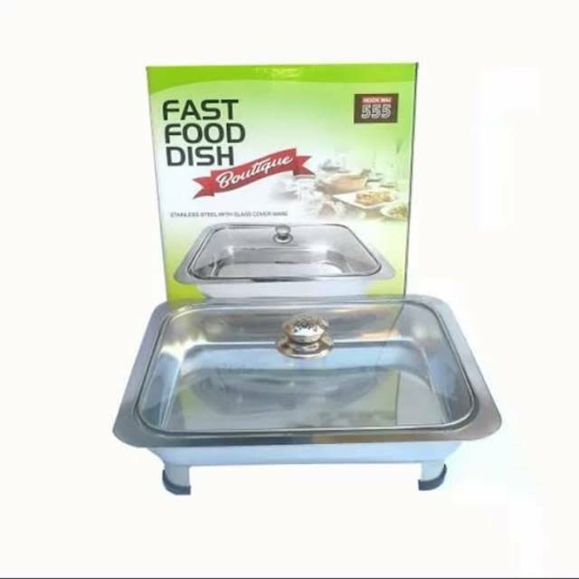 Fast food dish stainless steel tutup kaca