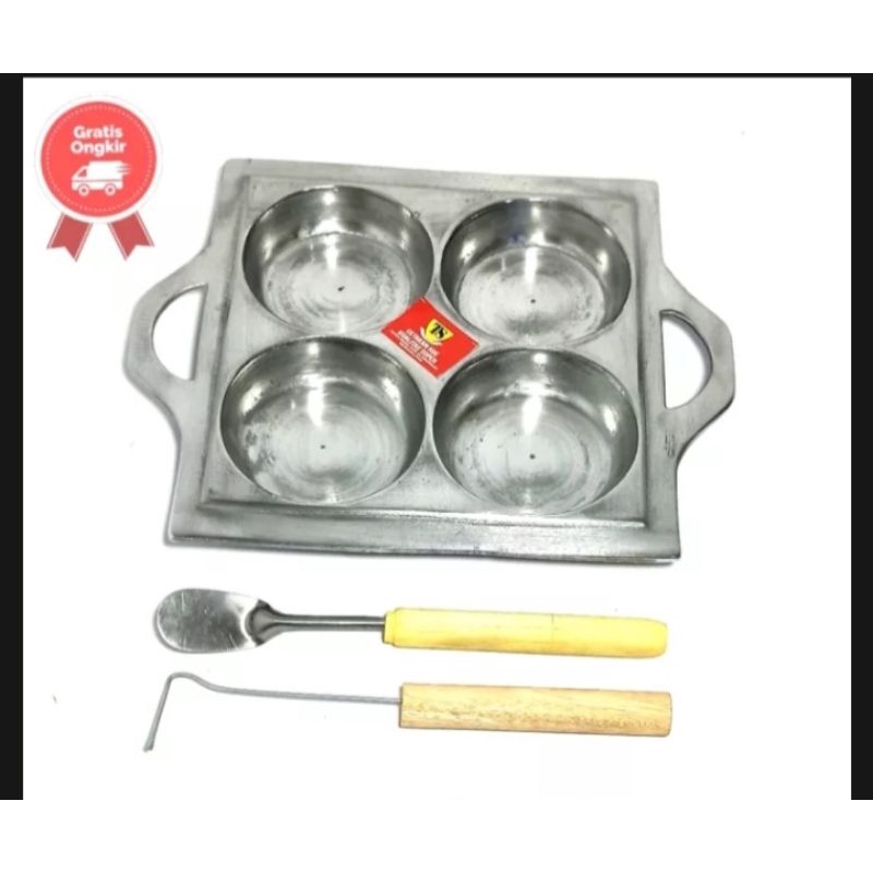 Cetakan cimin lubang 4 Cetakan kue martabak kue Lumpur Cetakan baklor maklor cilor geratis spatula d