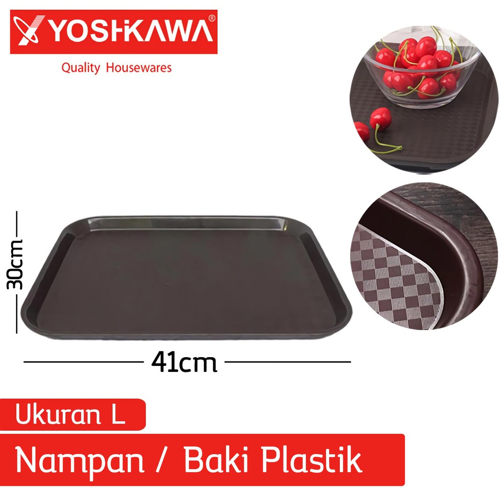 

YOSHIKAWA Nampan / Baki Plastik Restoran Ukuran L Plate Storage Rectangular Tray EVL-N-041 Coklat
