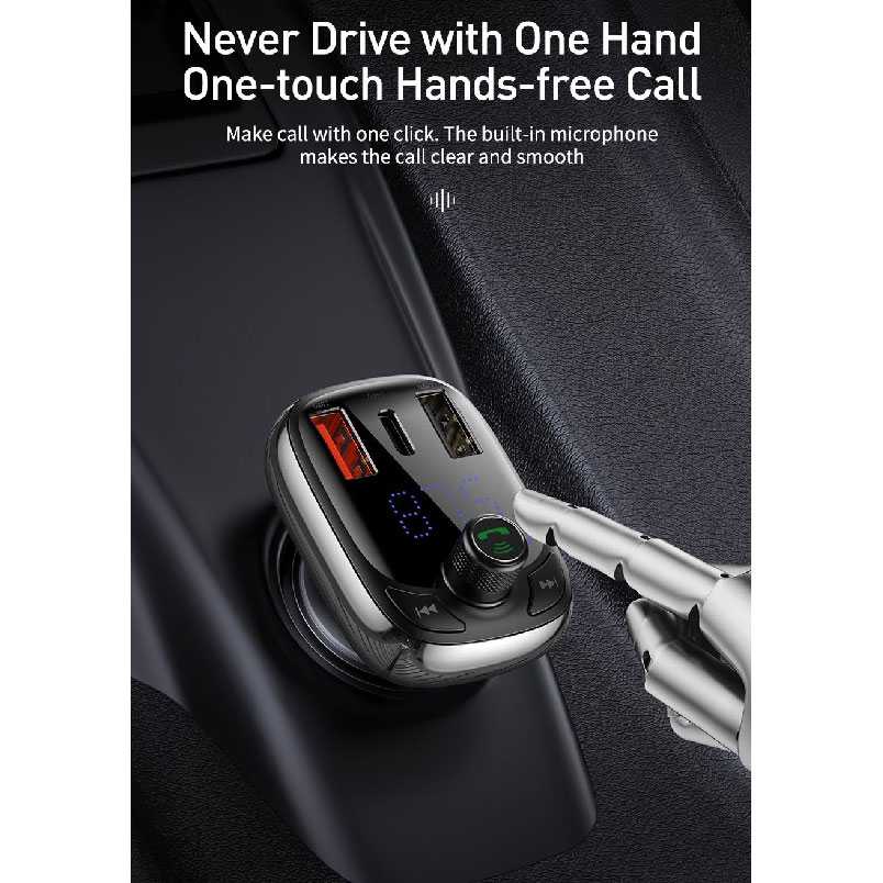 Baseus Car Bluetooth 5.0 FM Transmitter 3 USB + TF Slot CCTM-B01