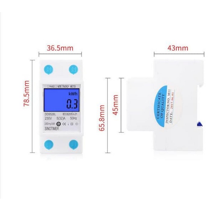 Voltmeter Ammeter Wattmeter Kwh Meter Dinrail Sinotimer 5-23A 230V AC