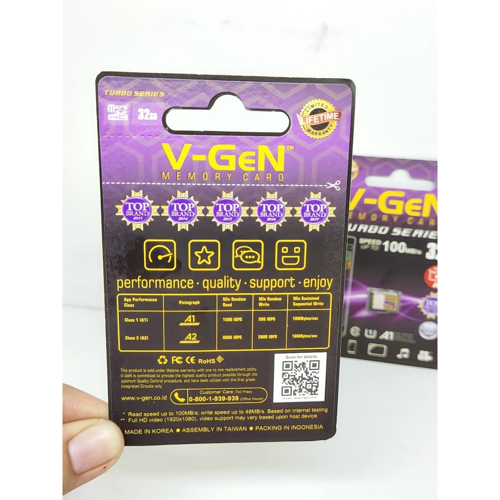 Memory Card V-GEN 32GB CLASS 10 100MBpS TURBO SERIES Memory VGEN Micro SD Card GARANSI SEUMUR HIDUP