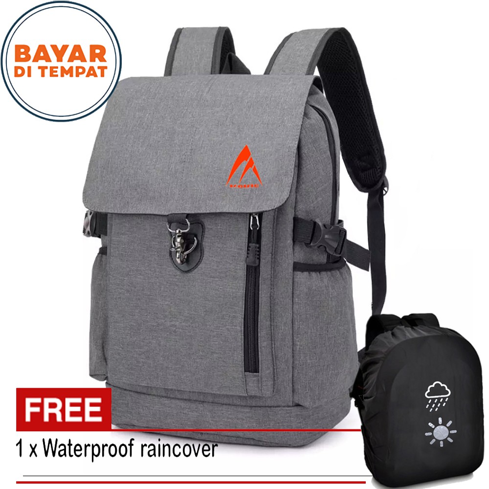 Tas Ransel METRIC Ring CNT-1209 Tas Pria Tas Wanita Tas Laptop Tas Wanita Tas Korean - Grey