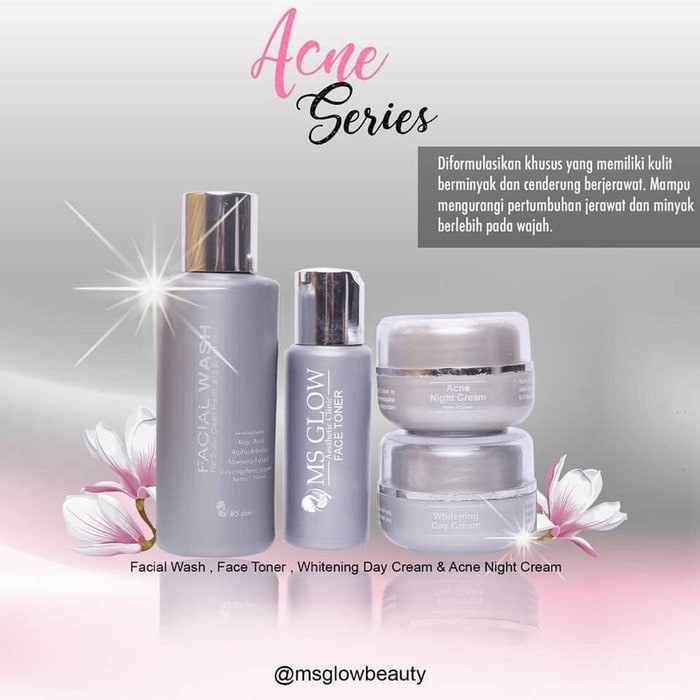 Big Deals ACNE  CREAM MS GLOW ACNE SERIES 4in1   PAKET JERAWAT kualitas TINGGI