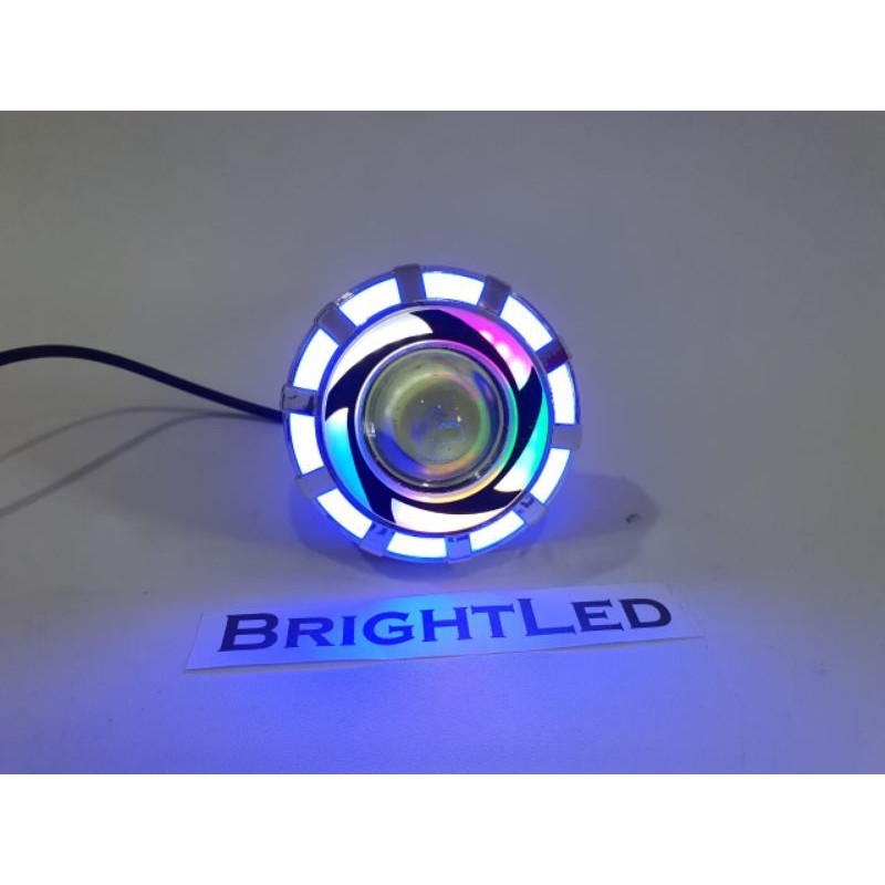 lampu led projie mini rainbow 2.5 inc running proji led utama motor bulat biasa