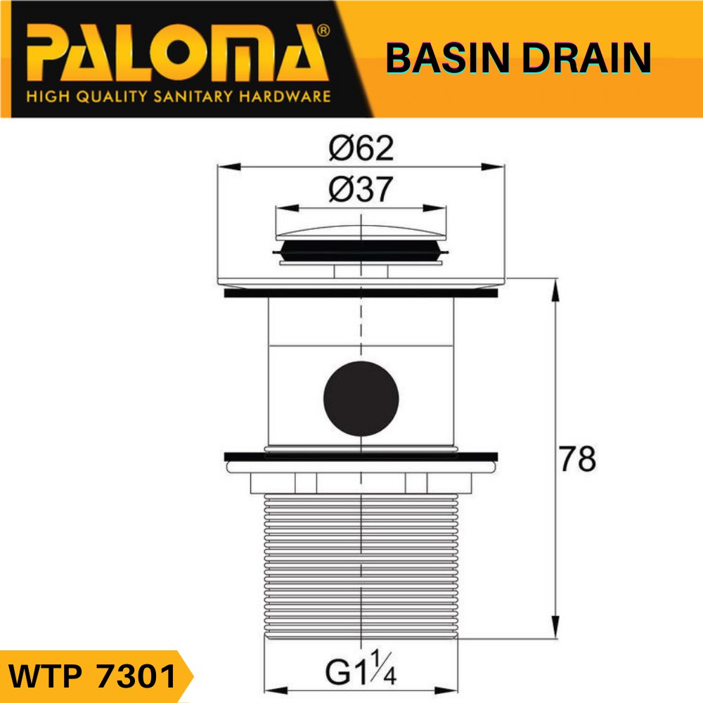 PALOMA WTP 7301 Afur Wastafel Kepala Sifon Washtafel GOLD BRASS PVD