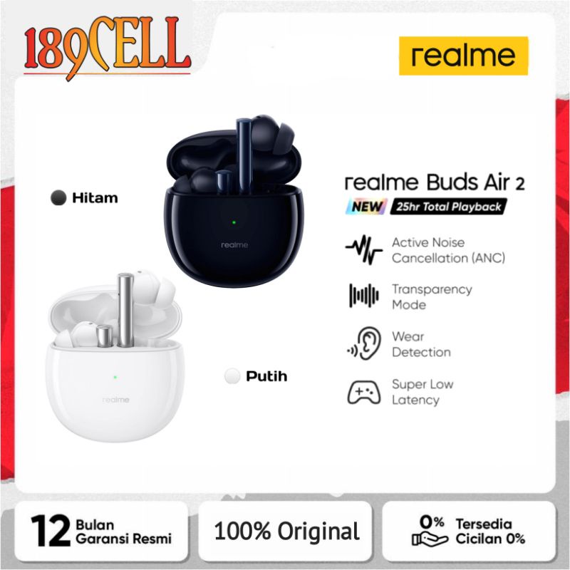 realme Buds Air 2 - RMA2003 [ 25hr total playback ] Original | Garansi Resmi REALME Indonesia