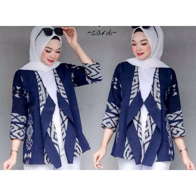 blazer tenun motif toraja navy + free masker