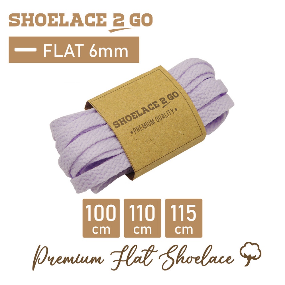 SHOELACE 2 GO PREMIUM TALI SEPATU GEPENG PIPIH FLAT L1 - PURPLE 100CM 110CM 115CM