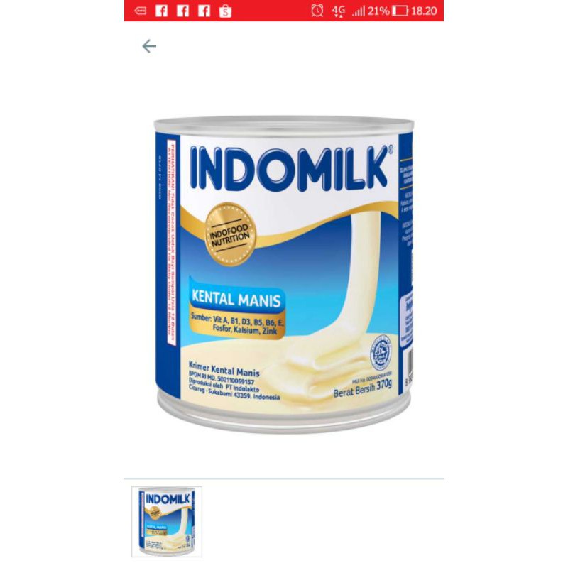 

Indomilk Krimer Kental Manis Kaleng 370g