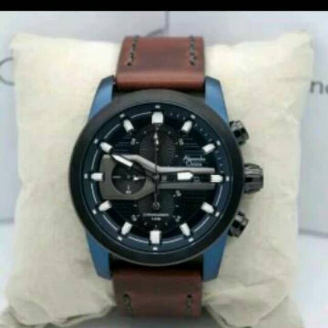 Jam Tangan Pria Original Alexandre Christie AC 6270 MC Black Blue Brown Leather  Garansi resmi 1 thn