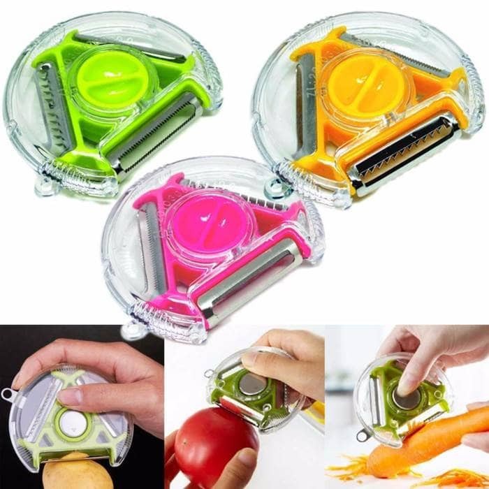 Peeler Slicer 3in1 Pisau Pengupas Multifungsi Kulit Sayur Sayuran Buah Rotary Peeling Knife