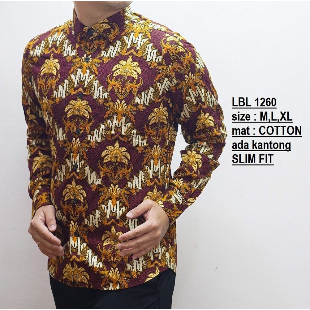 LB370 KEMEJA BATIK PRIA SLIM FIT MEWAH UNIK BAJU BATIK PRIA BEST SELLER