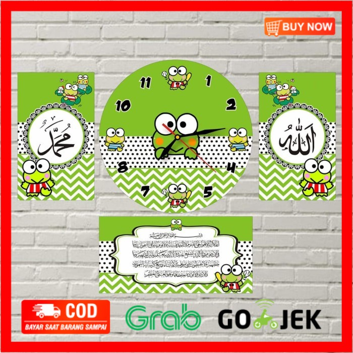 

(BISA COD) Jam Kaligrafi Keroppi 1Set