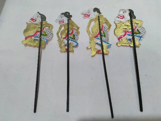 MINIATUR WAYANG KULIT PUNAKAWAN ISI 4 PCS BAGONG SEMAR GARENG DAN PETRUK - SOUVENIR MURAH KHAS JOGJA