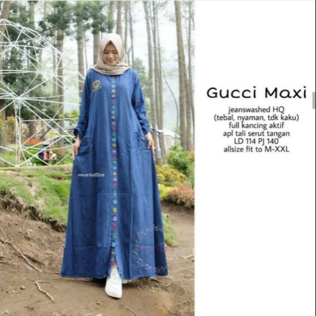 GUCCI Maxi gamis jeans BORDIR ORIGINAL by Maritza