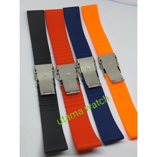 Terlaris Tali/Strap Jam Tangan Karet Silikon Universal 20mm 22mm dan 24mm free pen Strap Tali Jam Tangan Rubber Salur