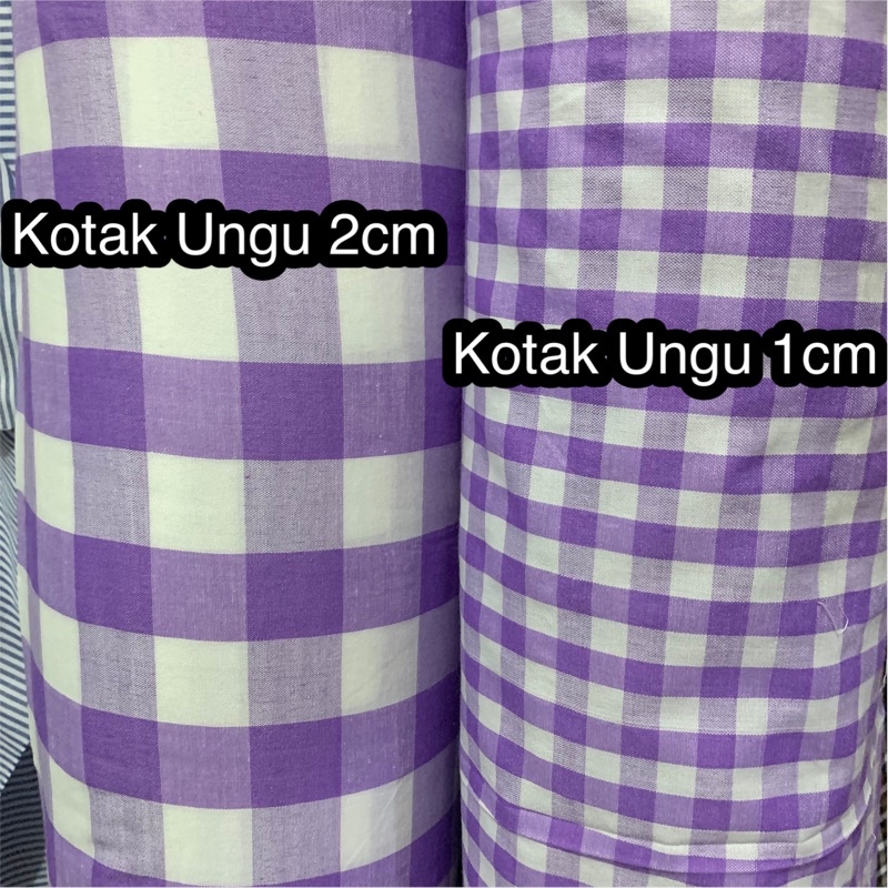 Kain Kotak Kotak Yarndyed Purple Lilac Lebar 150cm Per 0,5 Meter