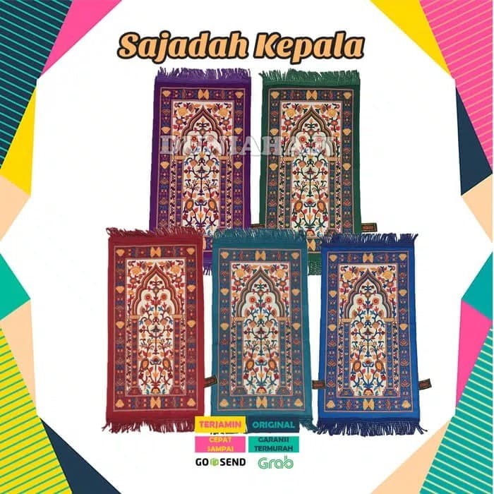 Sajadah Turki Arbain Multicolor Rajut Rumbai Tambang, Untuk Anak  HP207 Sajadah Swide Muka