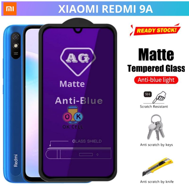 TG Anti Gores Radiasi Ray Xiaomi Redmi 9A - Tempered Glass Anti Blue Matte Redmi 9A Full Layar