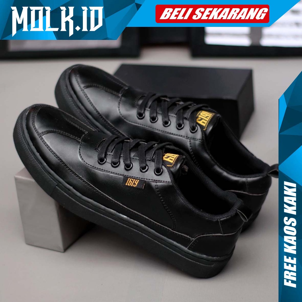 MOLK Sepatu Casual Formal Pria Hitam Kulit Sintetis Kerja Kantor Kuliah Original Footwear