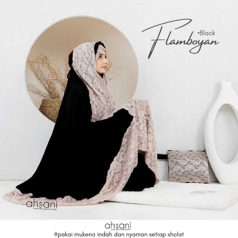 MUKENA KATUN PREMIUM FLAMBOYAN MUKENAH AHSANI HITAM