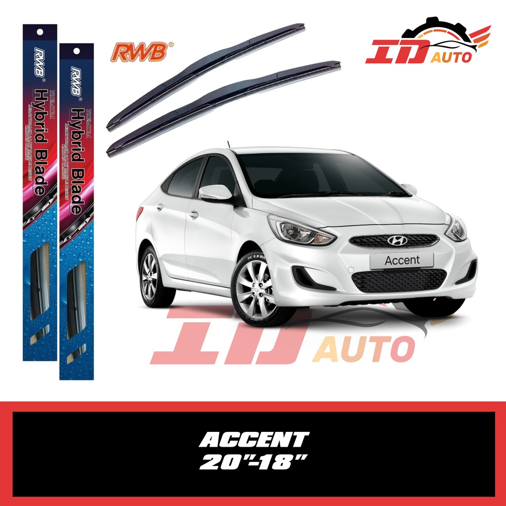 WIPER HYUNDAI ACCENT SET UKURAN 20 DAN 18 MERK RWB
