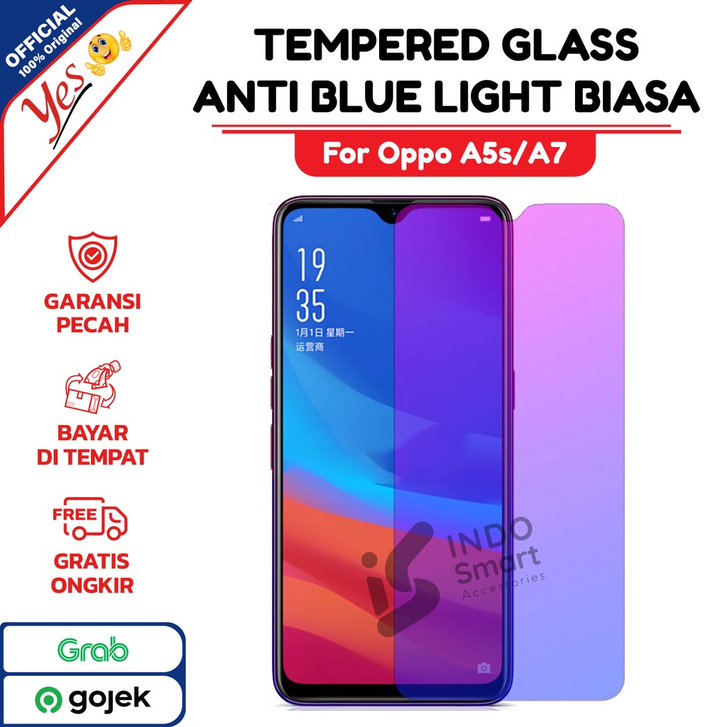 Anti Blue Light Oppo A5S/A7 Tempered Glass yes Anti Gores Kaca Radiasi UV