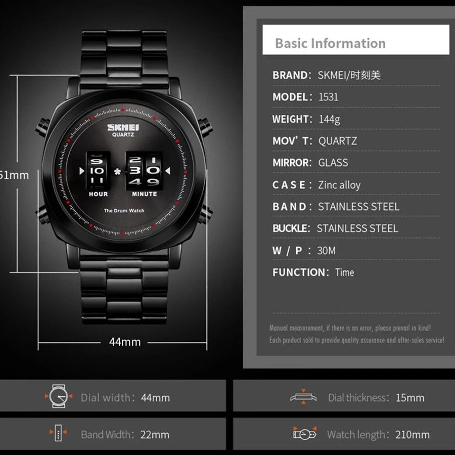 SKMEI 1531 Jam Tangan Pria Analog Tali Stainless WATCHKITE WKOS