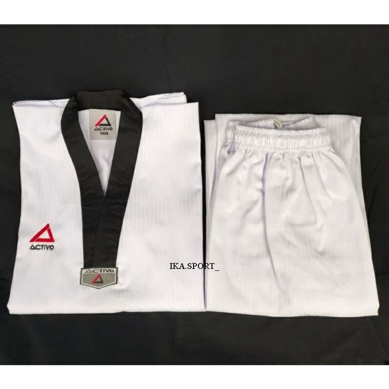 (ZYD) Dobok SENDY ACTIVO/BOW/GOLD senior Seragam Taekwondo kerah hitam