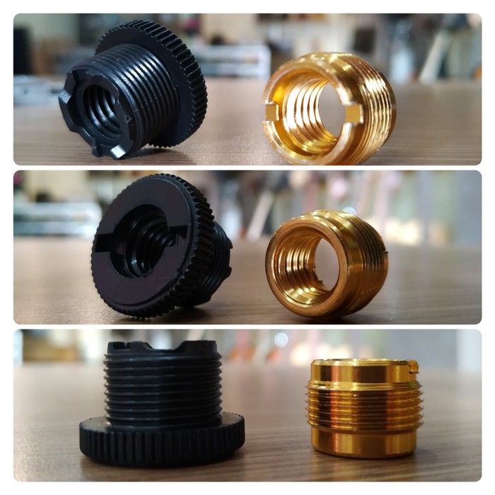 Converter Drat Sambungan Mic Holder Stand Mic Adapter Hitam/Emas