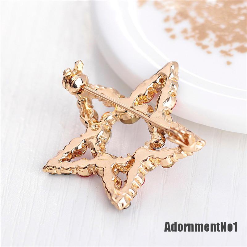 (Adornmentno1) 1pc Bros Pin Bentuk Bintang Aksen Berlian Imitasi Untuk Hadiah Natal