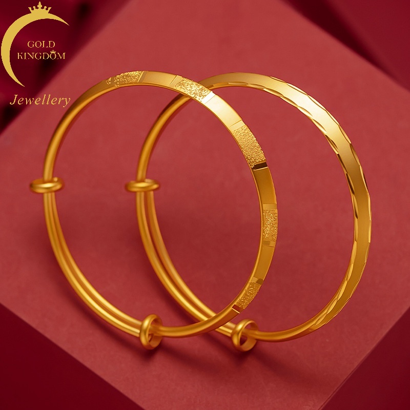 Gelang Bangle Bentuk Segitiga Bahan Sand Gold Plated Emas Asli Kadar 375 Untuk Wanita