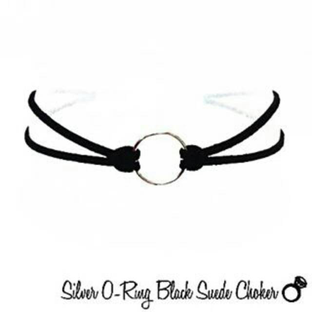 Silver O-Ring Black Suede Choker Necklace | Kalung Handmade Premiun Collection