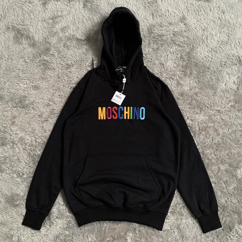 Sweater Hoodie Moschino Rainbow Bordir Fulltag &amp; Lebel