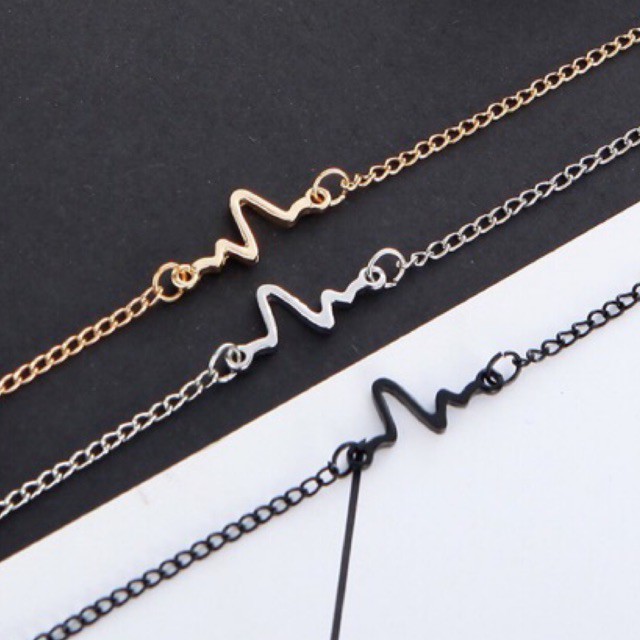 ➰CKK➰ Gelang Rantai FA06 Unisex Couple Charm Electrocardiogram Fashion Korea Aksesoris Fashion