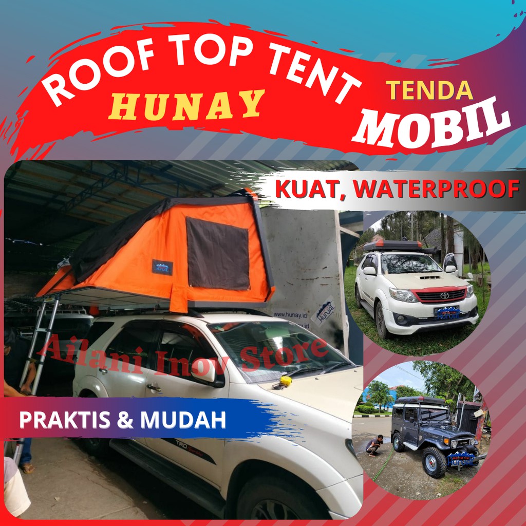 Tenda Mobil Camping Kemping Roof Top Tent Tenda Atap Atas Mobil Hunay size 180 x 200cm 4 orang